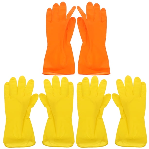 FELTECHELECTR 3 pares de guantes de látex para limpieza, guantes para lavar platos de cocina, guantes impermeables para lavar platos.