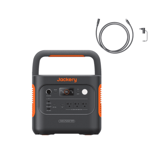 Jackery E2000AC Portable Power Station with 5m DC Extension Cable, 2032Wh LiFePO4 Battery, 2200W Output for Camping & Home Emergency Power