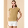 thumbnail image 2 of Camiseta Manga Tulipán Cuello En V Básico Para Mujer Caqui L, 2 of 6