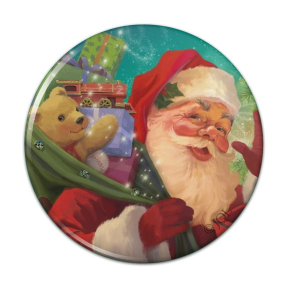 Christmas Holiday Jolly Happy Santa Claus Pinback Button Pin