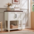 thumbnail image 7 of Buildhom Farmhouse Coffee Bar Cabinet with 2 Doors & Open Shelf, Kitchen Storage Station for Dining Room, Living Room, White, 7 of 7