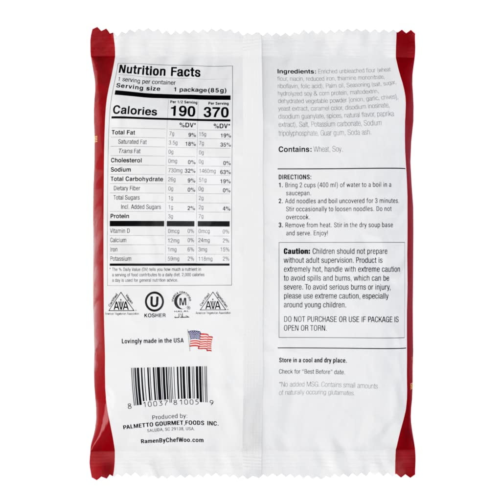 Ramen Express Beef Flavor Ramen Noodle by Chef Woo, Vegan, Halal, Kosher, 3 oz