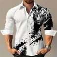 thumbnail image 1 of Camisa abotonada para hombre con mangas largas, camisa moderna y cómoda de alta calidad con patrón impreso en 3D en el cuello., 1 of 6