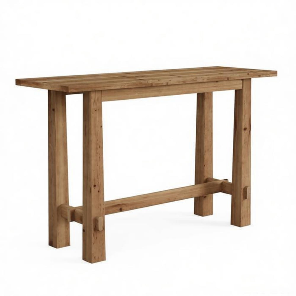 4-Tier Rustic Console Table, Industrial Style Geometric Metal Frame, Narrow Entryway Sofa Table with Anti-Tip Device & Adjustable Feet for Home