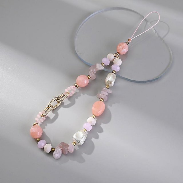 Joyería de teléfono de color rosa, cable de teléfono celular, cadena de teléfono celular, 1pcs púrpura Boho correa de teléfono multi-elemento caja de teléfono colgante teléfono de moda