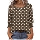 thumbnail image 2 of mfyjkho Tops Elegantes Para Mujer, Camiseta De Moda Para Mujer, Con Estampado De Rayas Y Botones, Manga Tres Cuartos, Cuello Redondo Tops Para Hacer Ejercicio Para Mujer S, 2 of 7