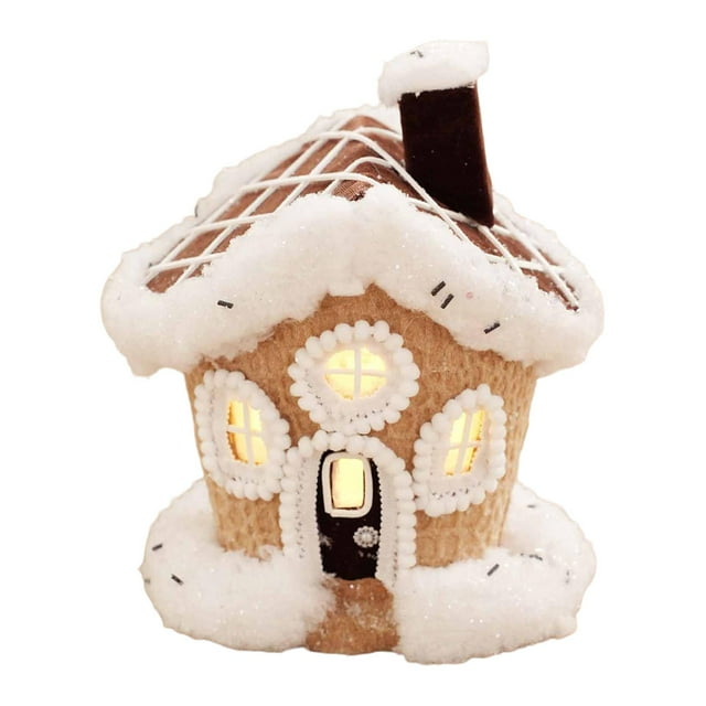 navideña de jengibre iluminada, ideal para coleccionar o como regalo para fiestas. Escena invernal perfecta para sala de estar o Estilo A