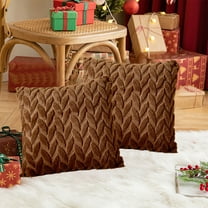 AuroraX Plush Throw Pillow Covers Decorative 18x18 Inch Coffee Pillow Cases Minimalist Striped Indoor Embroidered Three-Dimensional Leaf Cushion Cover Livingroom,Room Decor