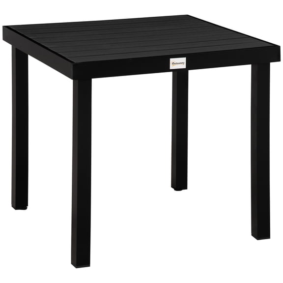 Newboti Furniture Outdoor Dining Table for 4 Person, Square, Aluminum Metal Legs for Garden, Lawn, Patio, Woodgrain Black BN.8568