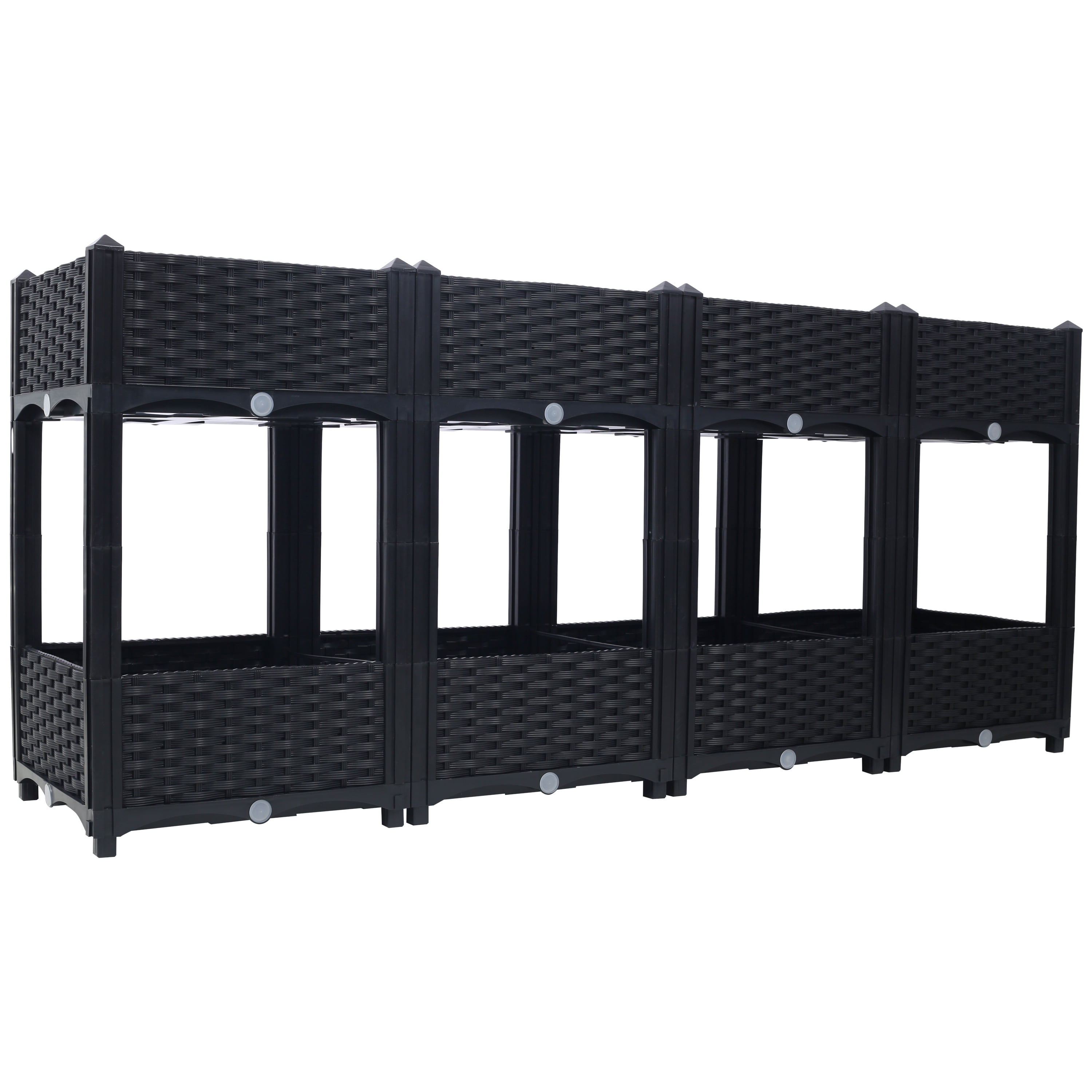 AsterOutdoor Planter Raised Beds, Elevated Garden Box , Polypropylene Rattan Pattern with Drainage Plug