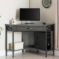 thumbnail image 3 of Leick Home Chisel & Forge Corner Computer Desk, Smoke Gray and Matte Black, 3 of 18