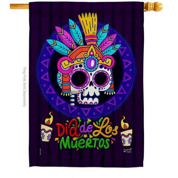 Angeleno Heritage H130412-BO Dia de los Muertos Falltime Day of Diad 28 x 40 in. Double-Sided Decorative Horizontal House Flag for Decoration Banner Garden Yard Gift