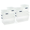 thumbnail image 1 of Rubbermaid 16 Pack Stackable Plastic Storage Bins with Snap Tight Lids, Clear, 1 of 8