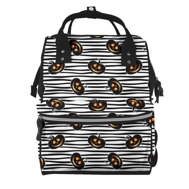 Fotbe Haloween Pumpkins Mochila Maternidad - Lona de Sarga Impermeable, Mochila de Pañales de Gran Capacidad con Múltiples Bolsillos y Correas Ajustables