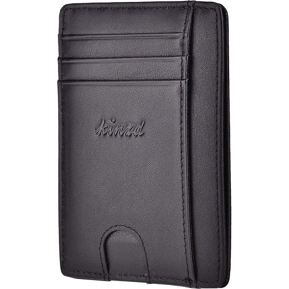 LAICAIW Kinzd Slim Wallet RFID Front Pocket Wallet Minimalist Secure Thin Credit Card Holder Black