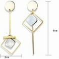 thumbnail image 6 of Asymmetric Earrings Geometric Triangle Long Bar Stick Chain Tassel Dangle Earrings for Women Pearl Shell Round Disc Fringe Drop Earring Fashion Jewelry, 6 of 11