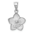 thumbnail image 3 of 14k White Gold White Brushed & Diamond-cut Plumeria Pendant, 3 of 5