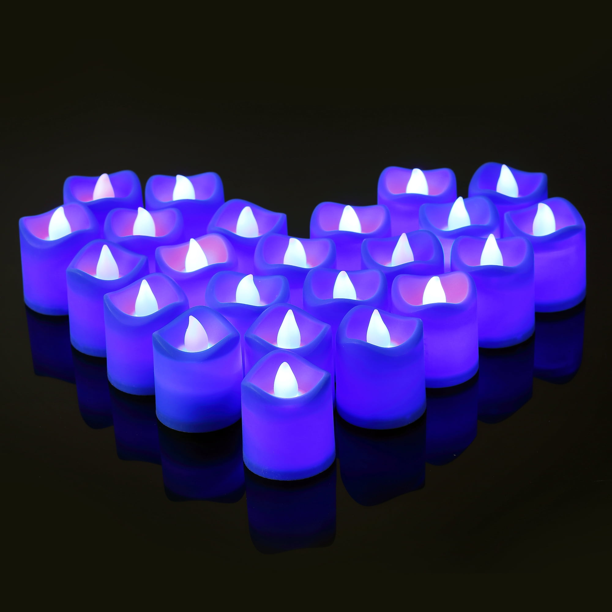 EastVita Blue Light Candles, Romantic LED Blue Candles 24 Packs, Flameless Blue Tea Lights, Flickering Navy Blue Led Votive Candles for Birthday Wedding Party Festival