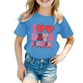 thumbnail image 1 of PMVFHDE T-Shirts pour Filles Hauts d'Été 2025 Mode Filles Hauts T-Shirts Fille Hauts d'Été Filles et Garçons Col Rond Manches Courtes T-Shirt Décontracté d'Été Bleu, 2-3 Ans, 1 of 4