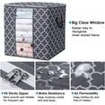thumbnail image 3 of Bolsas de almacenamiento [paquete de 3/100 L] grandes contenedores de almacenamiento para mantas y colchas, organizador plegable con asa reforzada, ventana transparente, cremalleras resistentes, gris, 3 of 5