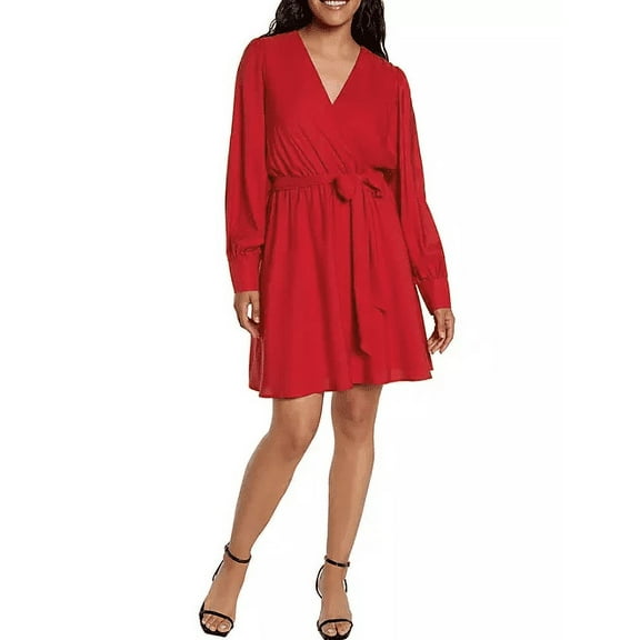 Express Women's Wrap Dress (Cherry, Small)