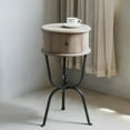 thumbnail image 6 of Brown Round End Table with Drawer - Solid Wood & Metal Legs, Perfect for Living Room or Bedroom, 6 of 6