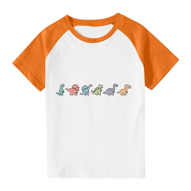 RXIRUCGD 2025 Vêtements d'Été pour Enfants Tout-Petits Garçons Filles Mode Mignon Col Rond Imprimé Manches Courtes Haut