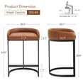 thumbnail image 4 of Zesthouse 26.6″ Modern Bar Stools Set of 2, Upholstered Faux Leather Counter Height Stools with Low Back and Thickened Black Metal Frame, Kitchen Island Bar Chairs, Brown, 4 of 10