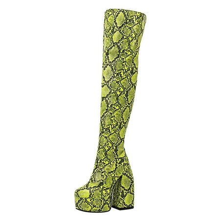 GHSOHS Cowboy Boots for Women Thigh High Boots Waterproof Shoes Pattern Water Proof Platform Super High Heels Fall Winter Women s Over Knee Boots Comfort Rain Boots Dress Shoes Comfort Boots Size 41