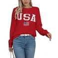 thumbnail image 2 of Sweaters for Women USA and American Flag Printed Crewneck Sweater Casual Loose Knitted Warm Pullover Sweater Shermie, 2 of 6