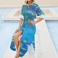 thumbnail image 4 of Claude Monet Water Lilies Color-Enhanced Long Sleeved Shirt Dress dress party night Cocktail of dresses dresses for women 2024, 4 of 6