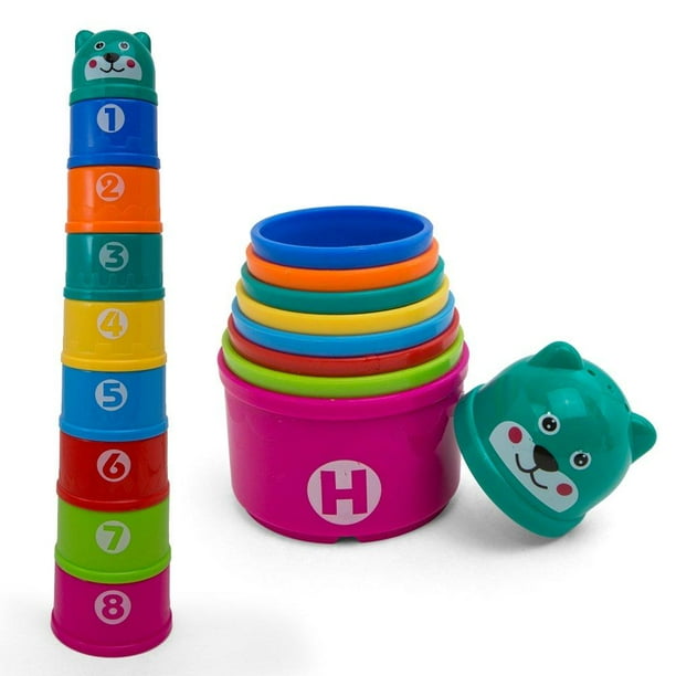 Kidsthrill Educational Rainbow Stacking & Nesting Cups Baby Building Set. 9 Pieces. with ABC