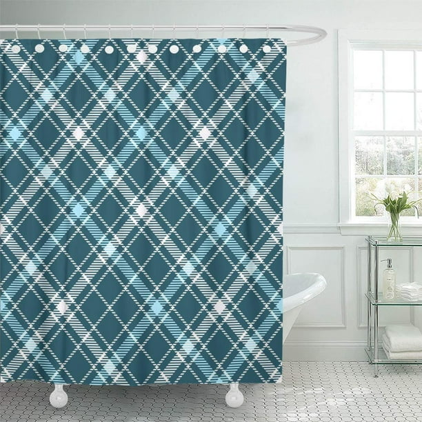 Suttom Tartan Plaid Pattern Checd In Dark Teal Green Blue Shower Curtain 66x72 Inch Com Suttom Tartan Plaid Pattern Checd, Dark Teal Shower Curtain