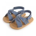 thumbnail image 6 of Toddler Girls Open Toes Sandals Summer Beach Outdoor Anti Slip Rubber Sole Flats,Infant Baby Boys Girls Crib Shoes Sandals First Walking Casual Dress Shoes Denim Cloth Prewalker Sandals 0-18Month, 6 of 7