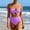 Swimwear-393Purple, variant on Xdegoge Bikini Sets for Women Scoop Neck Tie Front Top High Waisted Bottom Two Piece Bathing Suits Smooth Solid Color Flattering Modest Summer Vacation