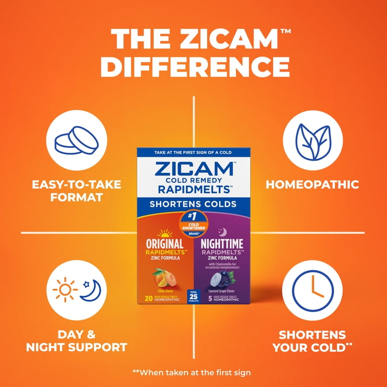 Zicam Cold Remedy Original + Nighttime RapidMelts Combo Pack