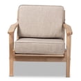 thumbnail image 2 of Bowery Hill Light Grey Upholstered Antique Oak Finished Wood Armchair, 2 of 9