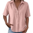 thumbnail image 6 of Womens Tops Short Sleeve Shirts Buttons V Neck Fashion Summer Outfits Plus Size Blouses Trendy Tee Shirts 2026 Vacation Fashion Clothes, 6 of 7