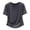 Grey, variant on Womens Ruched Waist Crewneck T Shirt Slim Fit Short Sleeve Top Solid Color Cinched Waist Blouse for Spring Summer White M