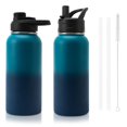 thumbnail image 1 of Insulated Water Bottle, 32oz Vacuum Stainless Steel Metal Sports Water Bottles with Stickers, Straw & Spout Lid (2 Lids), Double Walled to Keeps Hot, 1 of 8