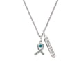 thumbnail image 2 of Delight Jewelry Silvertone Scroll Ribbon with Teal Crystal Silvertone Sisters Best Friends Forever Bar Charm Necklace, 23", 2 of 4