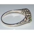 thumbnail image 4 of LBG British Made VINTAGE style Solid 10K White Gold Natural Peridot Trilogy Ring, 4 of 6