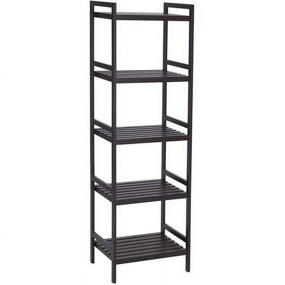 SONGMICS 5-Tier Storage Shelf Rack Shelving Unit Stand Tower Bookcase for Bathroom Living Room Kitchen Brown