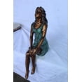 thumbnail image 5 of Nifao Graceful Young Woman Sitting on the Ledge Bronze Statue – Home Office Decor Sculpture, 13"L x 7"W x 23"H, 5 of 9