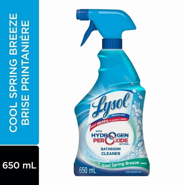 Lysol Bathroom Cleaner Spray, Power and Free Trigger, Cool Spring Breeze, Hydrogen Peroxide, 650 mL