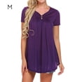 thumbnail image 1 of Camiseta de mujer de manga corta con cuello en V y blusa suelta plisada, morado, M Methold AP001587-06, 1 of 6