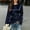A1 Dark Blue, variant on Women's Satin Lace Trim Blouse Round Neck Long Sleeve Asymmetrical Cinched Waist Top,Elegant Daily Office Top,Going Out,Y2k,Party Concert,Work,Formal Pullover Fall Fashion Clothes Dark Blue