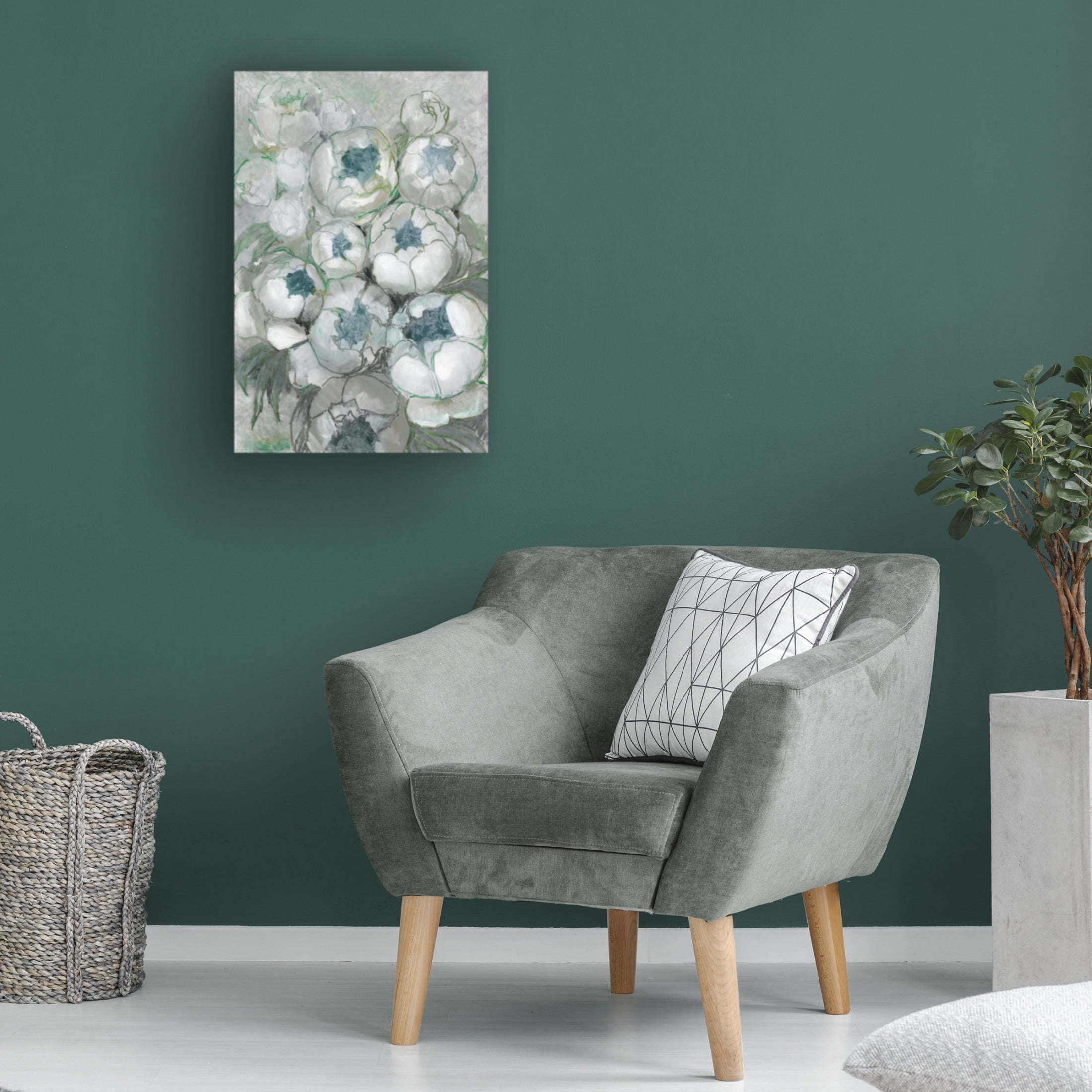 Trademark Fine Art Rosana Laiz Blursbyai Nuria bouquet of peonies in teal and green Canvas Wall Art