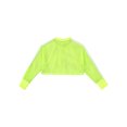 thumbnail image 2 of Yruioon Kids Girls Mesh Long Sleeve Crop Top for Workout Gymnastic Dance Sports Round Neck Pullover Fluorescent Green 16, 2 of 6