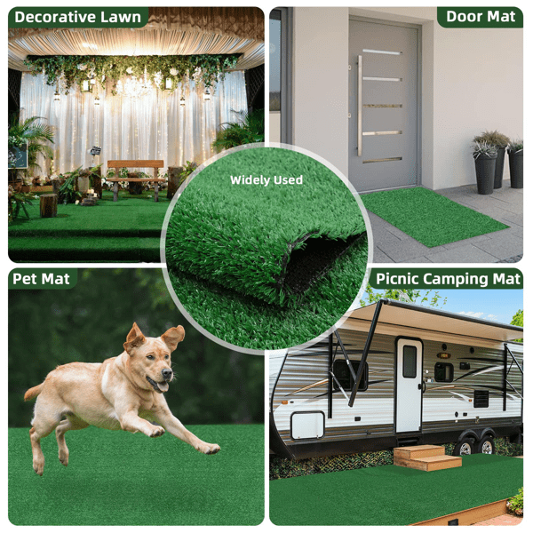 5x10Ft Artificial Grass Mat (50 Sq.Ft) - High-Quality Synthetic Turf, Efficient Drainage Holes, Pet-Friendly, Fade-Resistant for Indoor/Outdoor Use